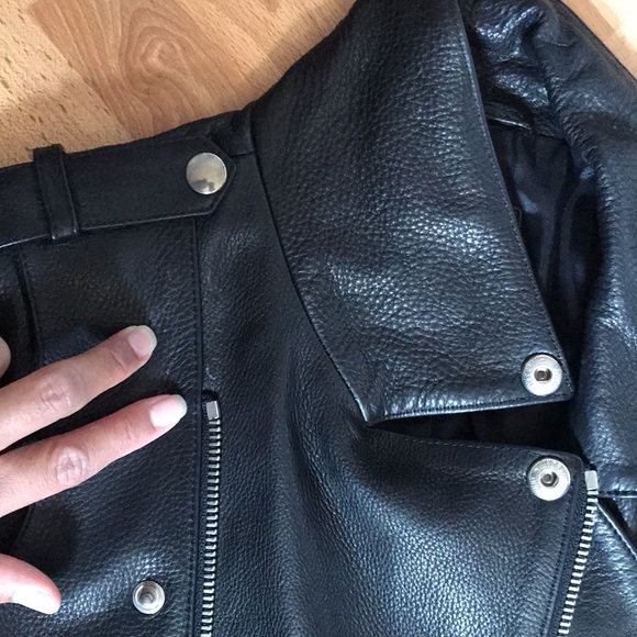 Anine Bing Moto Zipper Black Leather Jacket Size M - Picture 7 of 12